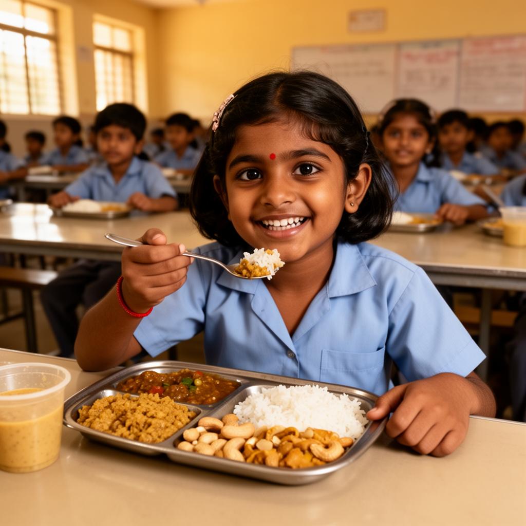 Girl child enjoying a nutritious meal